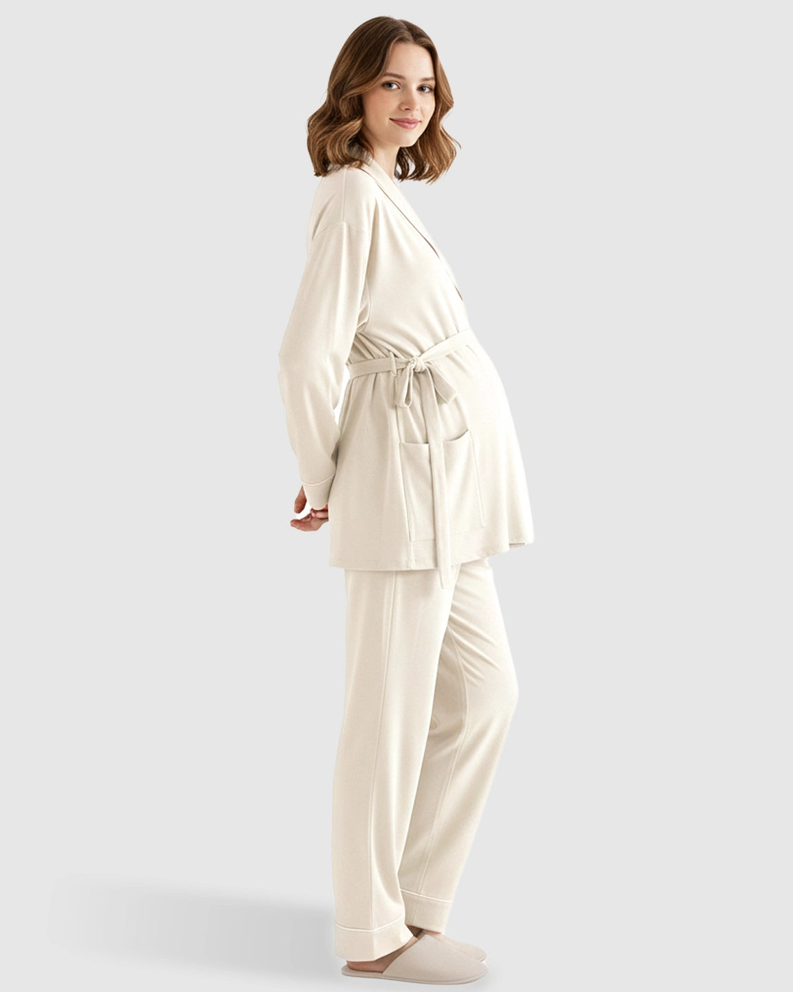 Soft Cotton Wrap Adjustable Waist Loungewear Set