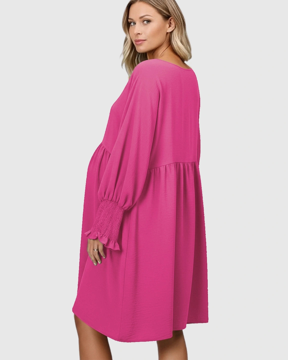 Flowy Smocked Sleeve Casual Dress