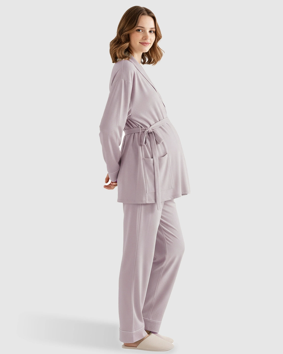 Soft Cotton Wrap Adjustable Waist Loungewear Set