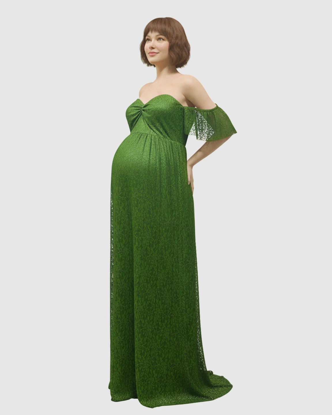 Elegant Lace Off-Shoulder Maternity Photoshoot Dress