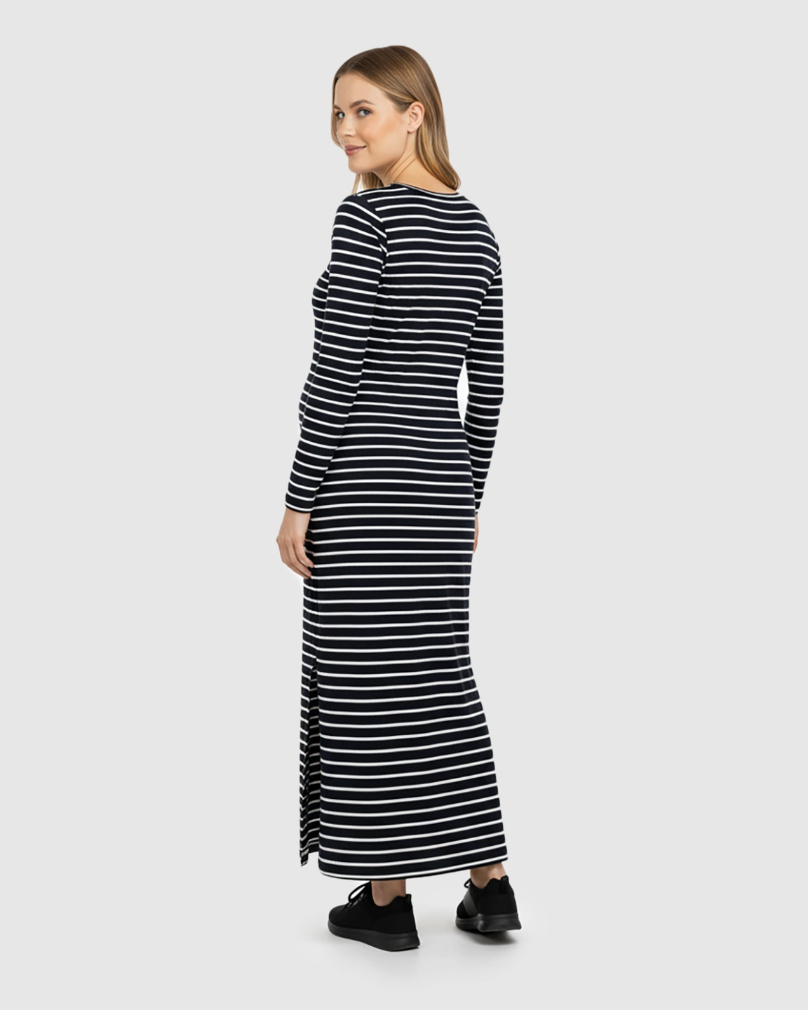 Side Slit Bodycon Maternity Midi Dress