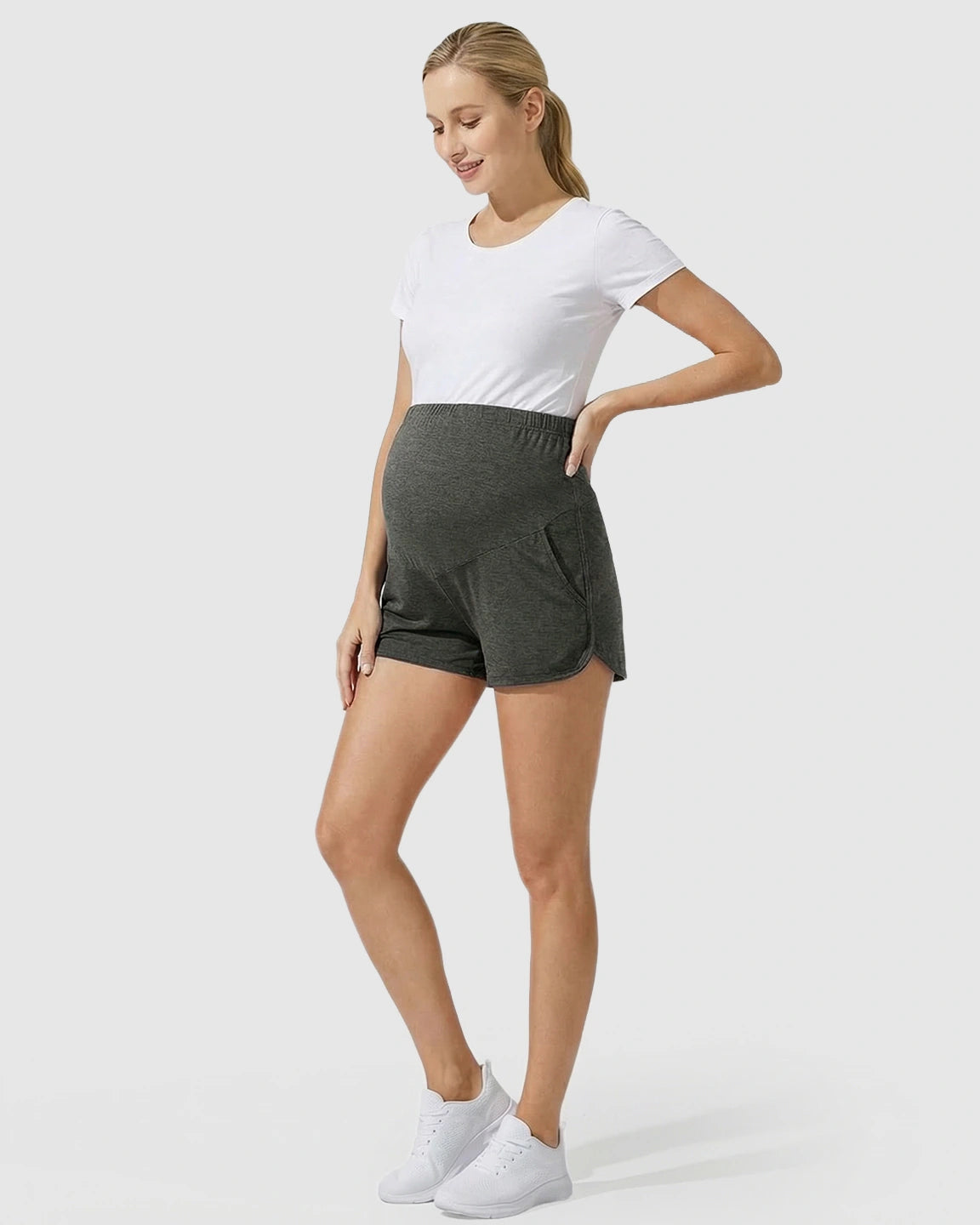 Adjustable Waist Relaxed-Fit Maternity Shorts