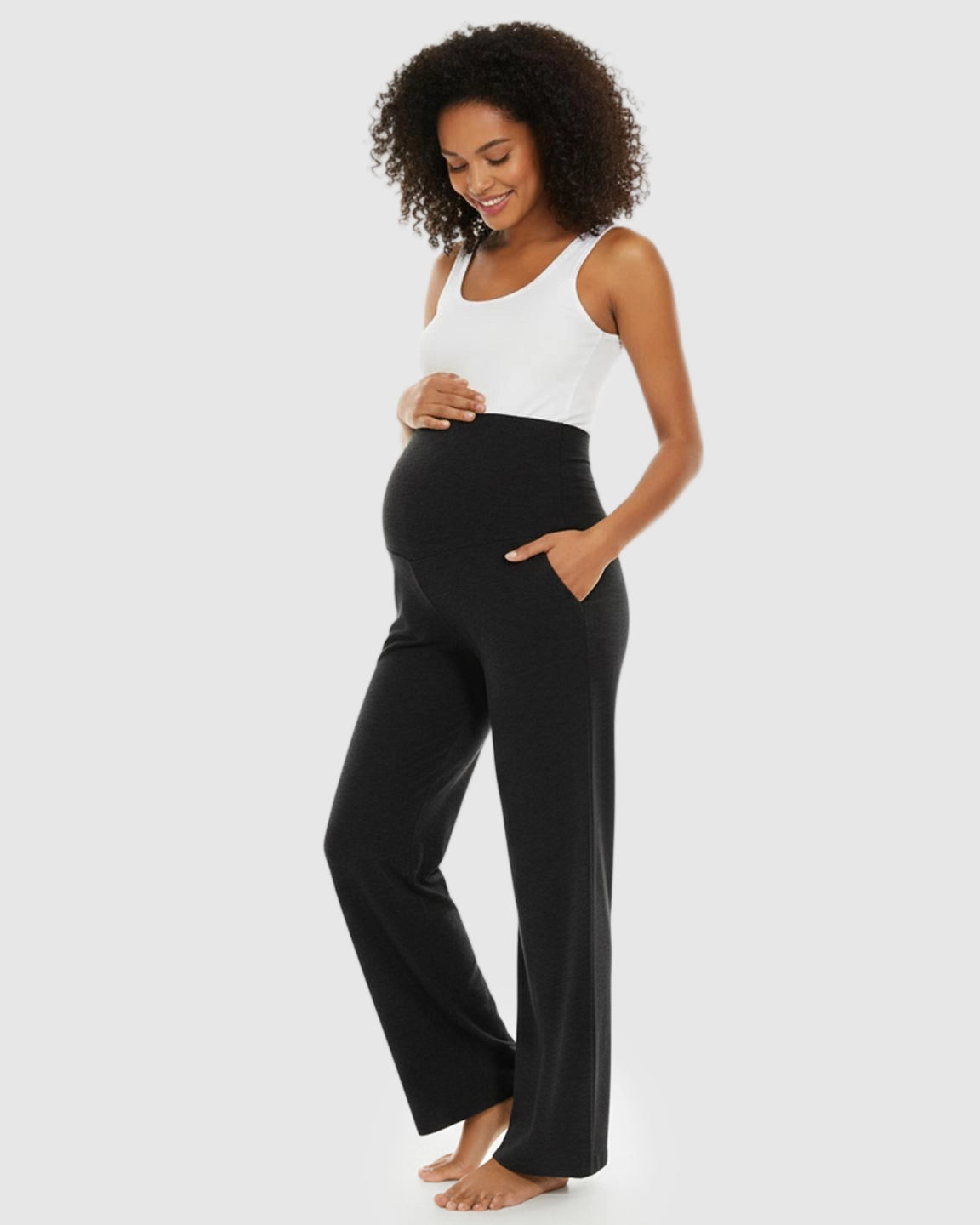 Foldable Waistband Wide-Leg Maternity Lounge Pants