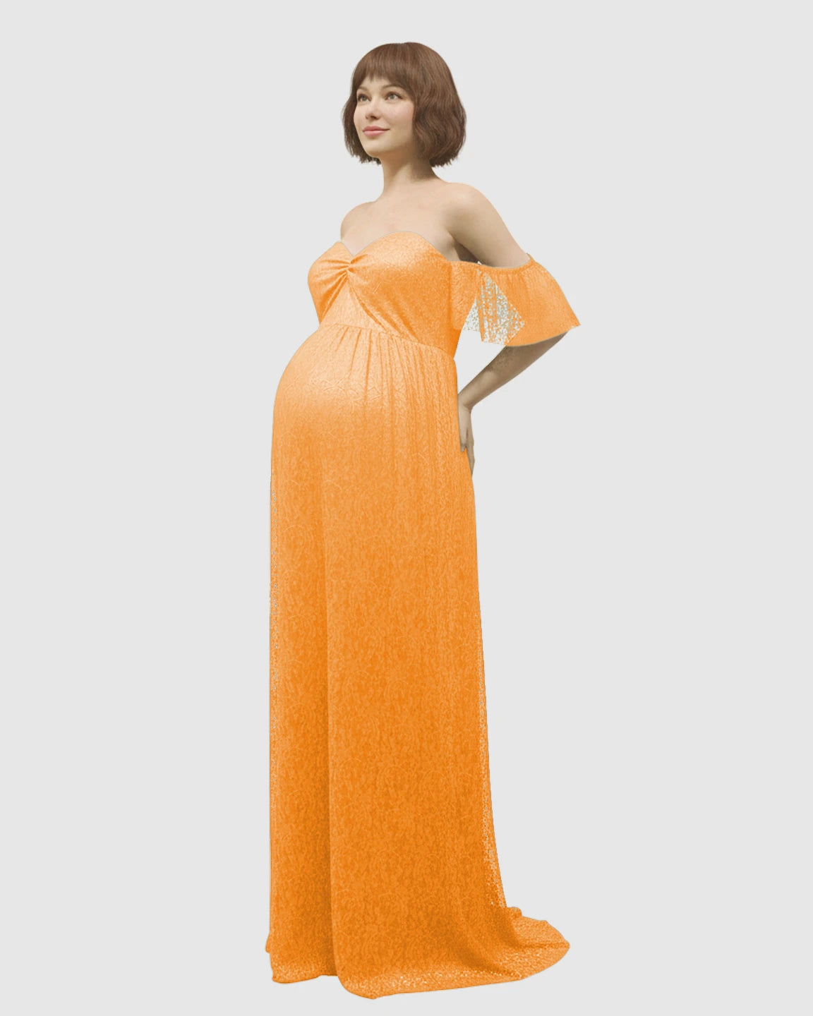 Elegant Lace Off-Shoulder Maternity Photoshoot Dress