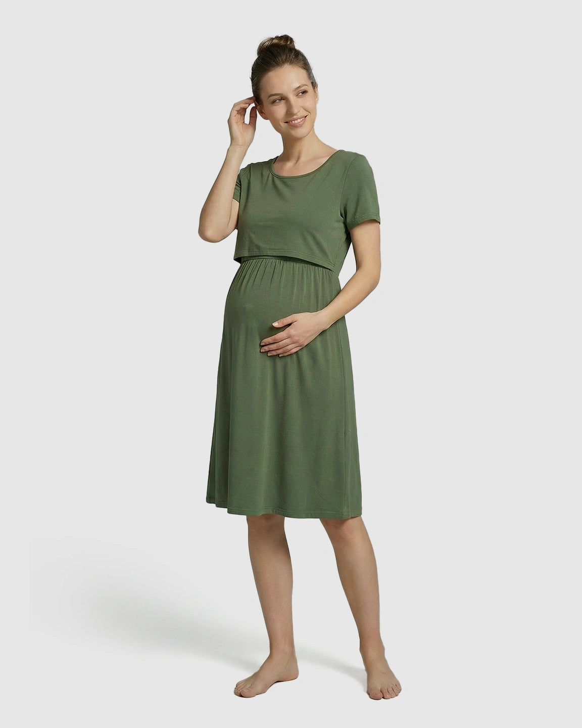 Double-Layer Nursing Front Relaxed Maternity Dress