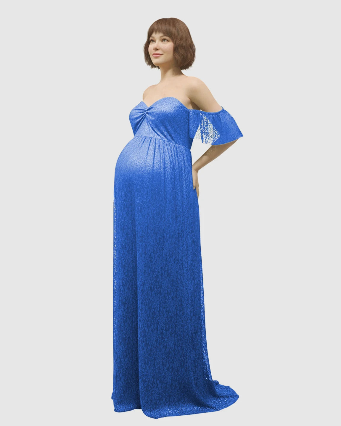 Elegant Lace Off-Shoulder Maternity Photoshoot Dress