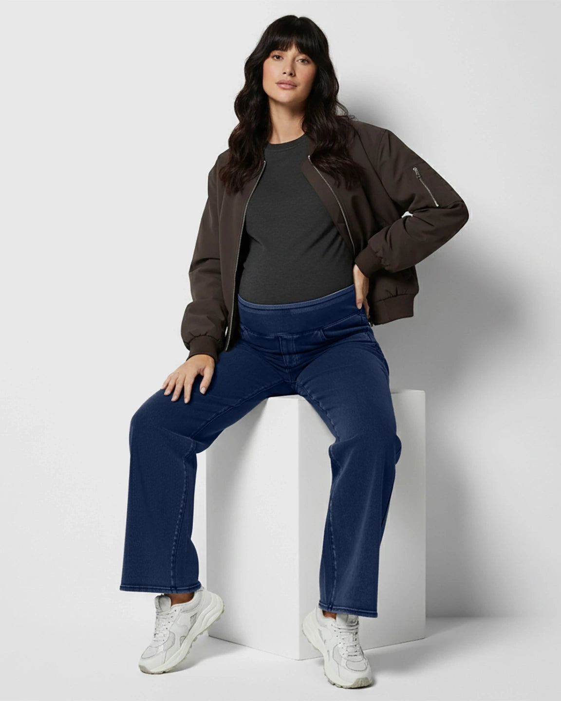 Adjustable Waist Wide-Leg Maternity Jeans