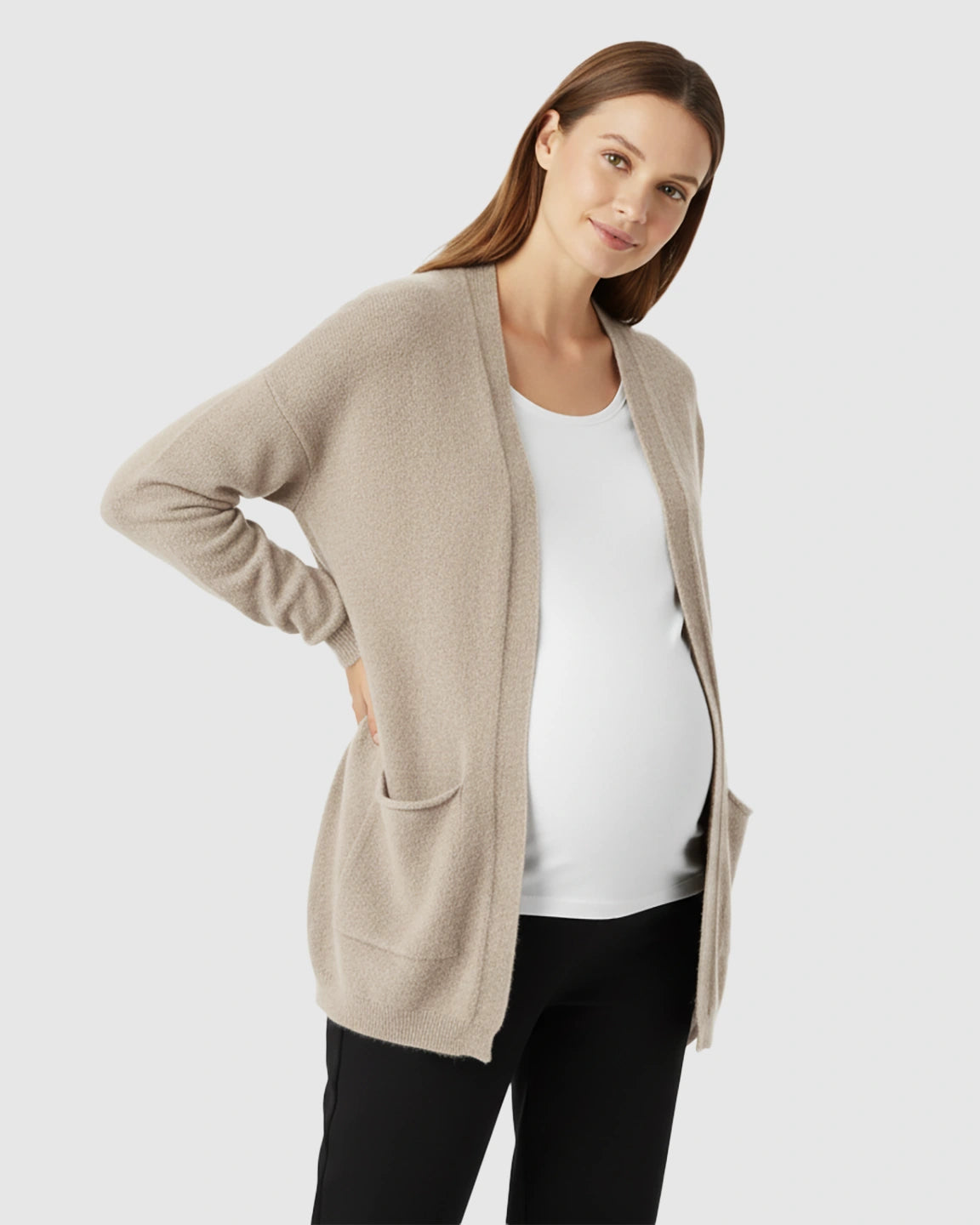 Cozy Wool Blend Long Knit Maternity Cardigan