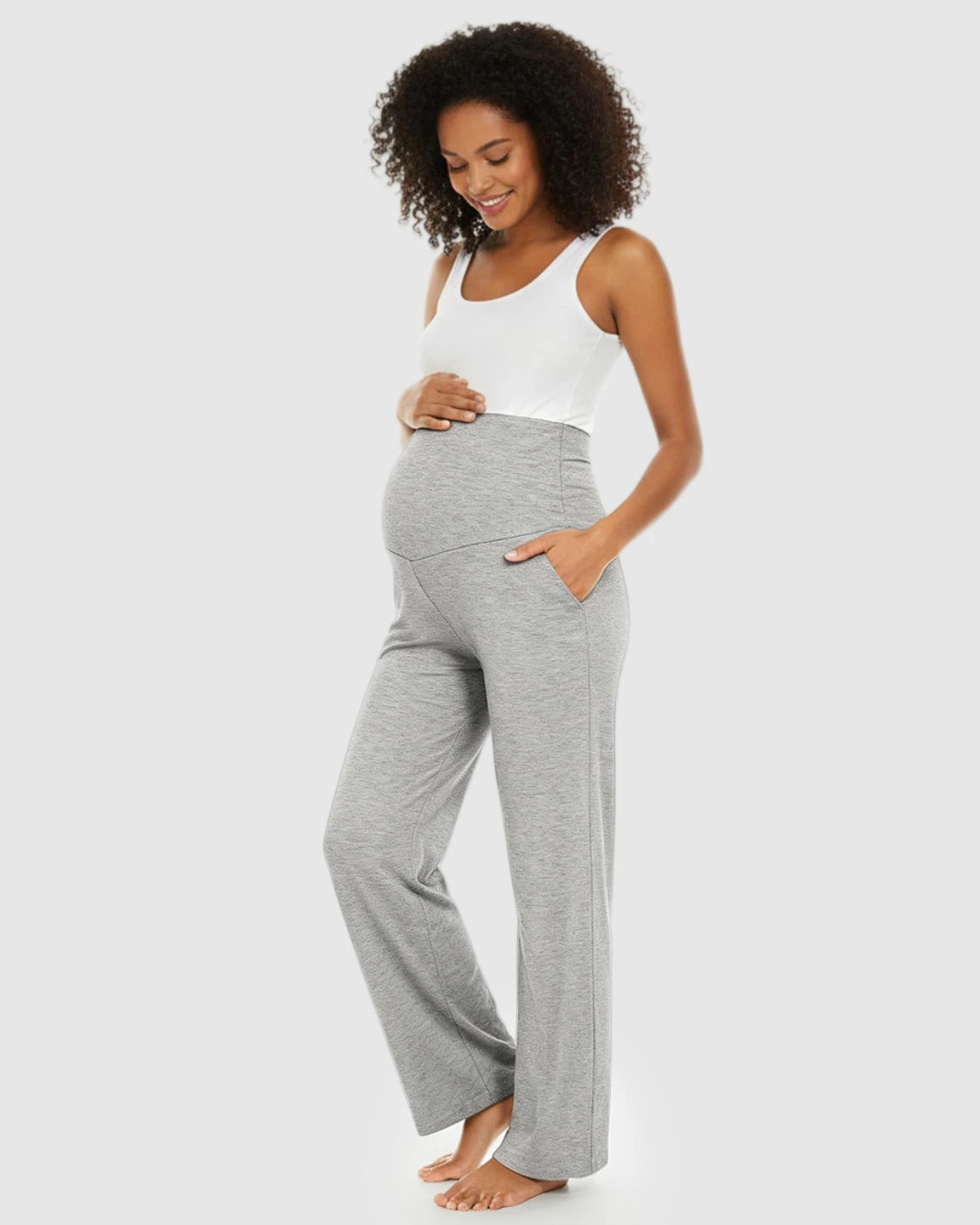 Foldable Waistband Wide-Leg Maternity Lounge Pants