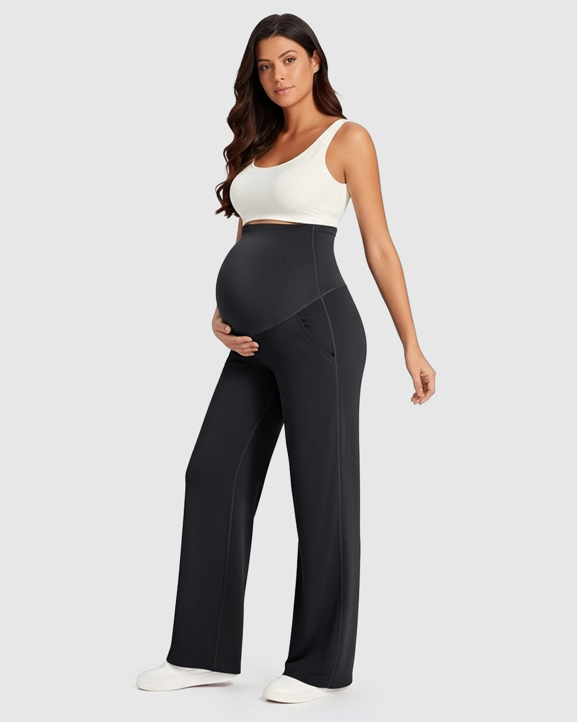 Soft Stretch High-Rise Wide-Leg Maternity Pants
