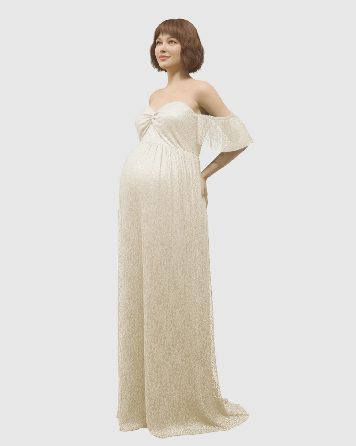 Elegant Lace Off-Shoulder Maternity Photoshoot Dress