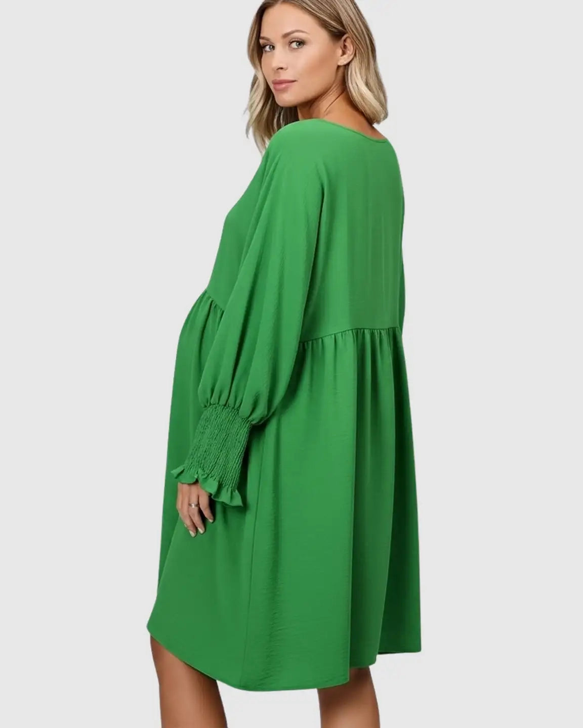 Flowy Smocked Sleeve Casual Dress