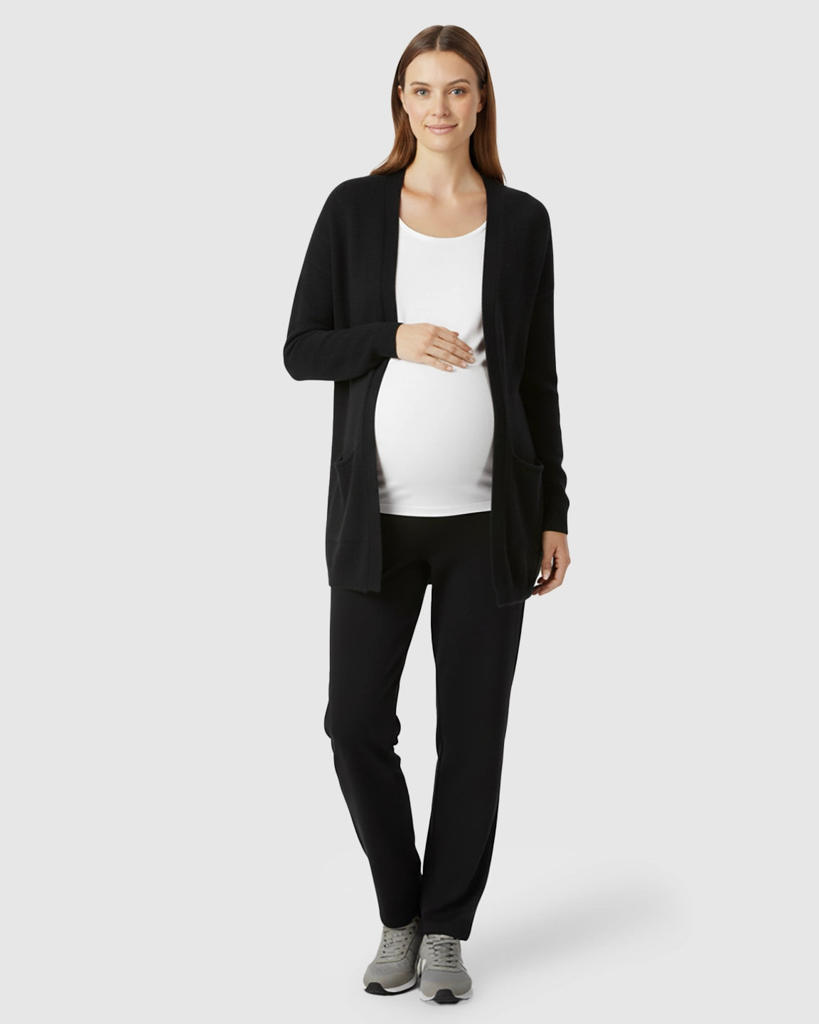 Cozy Wool Blend Long Knit Maternity Cardigan