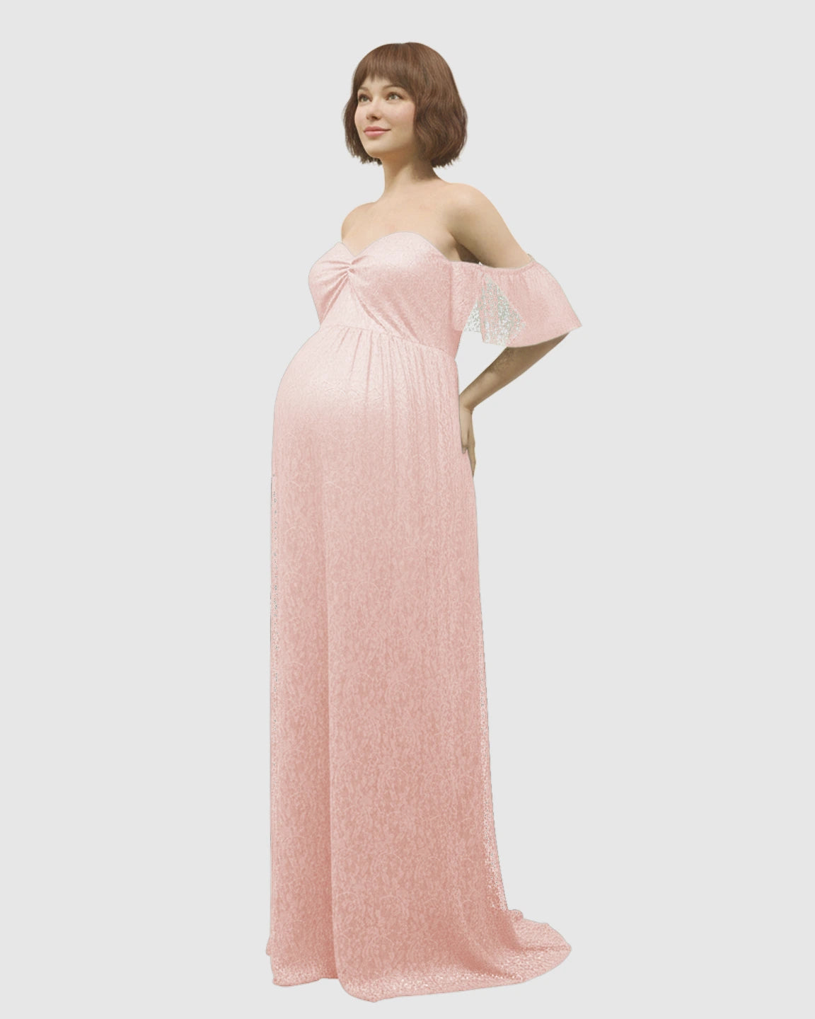 Elegant Lace Off-Shoulder Maternity Photoshoot Dress