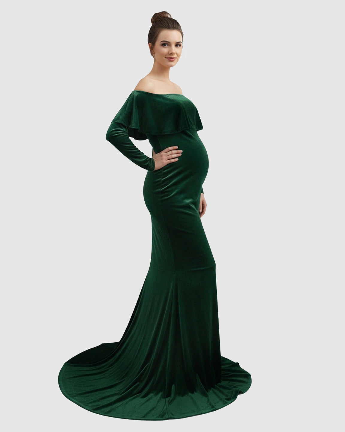 Off-Shoulder Fitted Maternity Photoshoot Dress