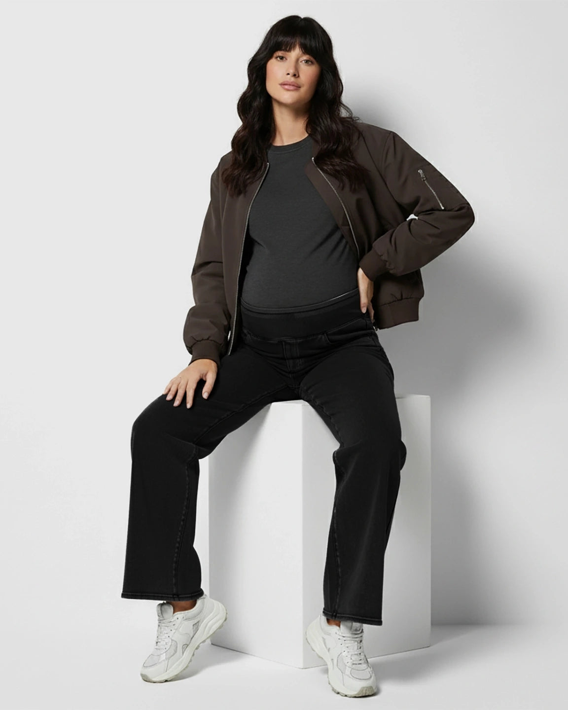 Adjustable Waist Wide-Leg Maternity Jeans