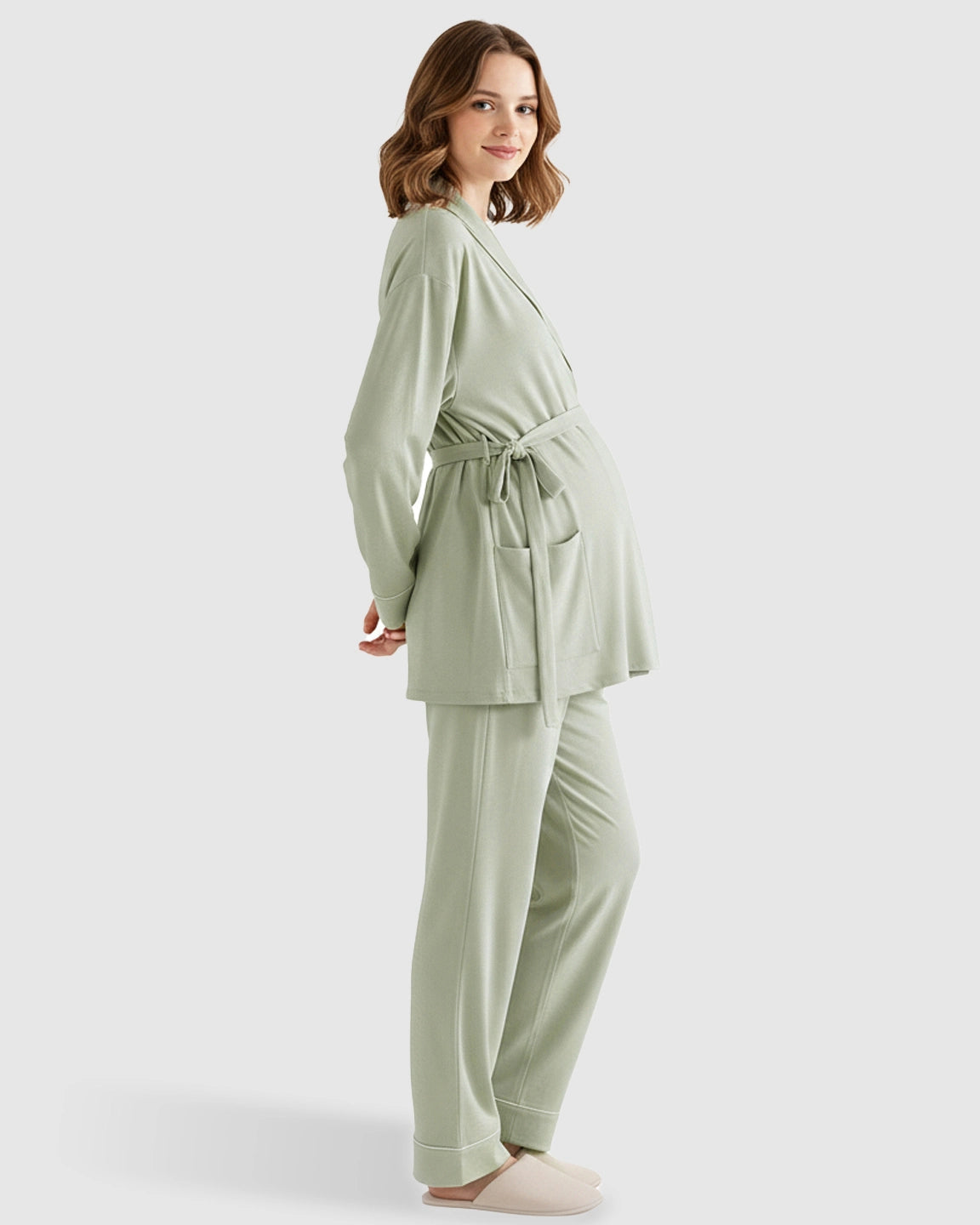 Soft Cotton Wrap Adjustable Waist Loungewear Set