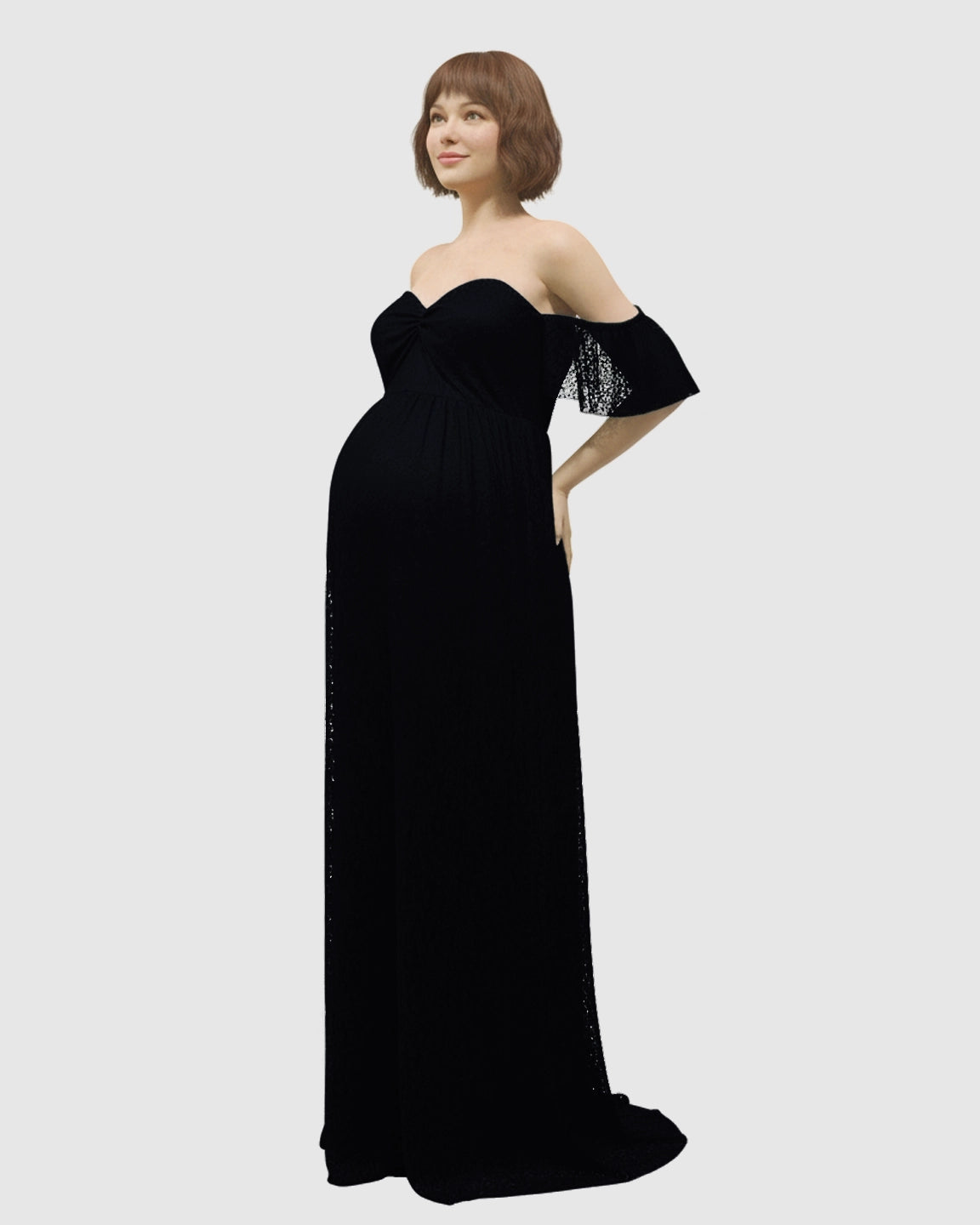Elegant Lace Off-Shoulder Maternity Photoshoot Dress