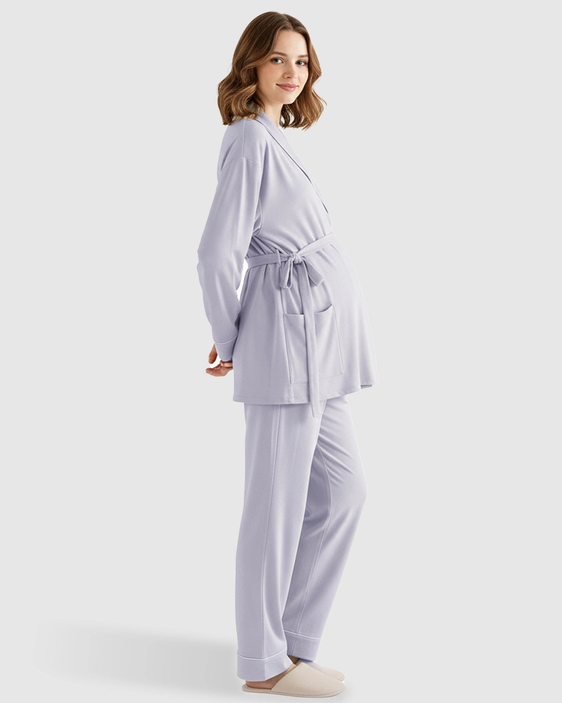 Soft Cotton Wrap Adjustable Waist Loungewear Set