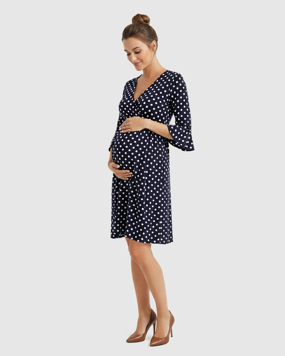 Polka Dot Empire Waist Maternity Short Dress