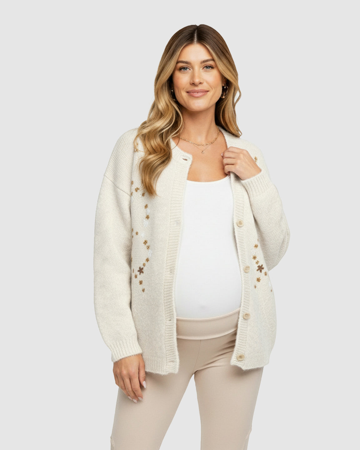 Soft Knit Single-Breasted Maternity Cardigan