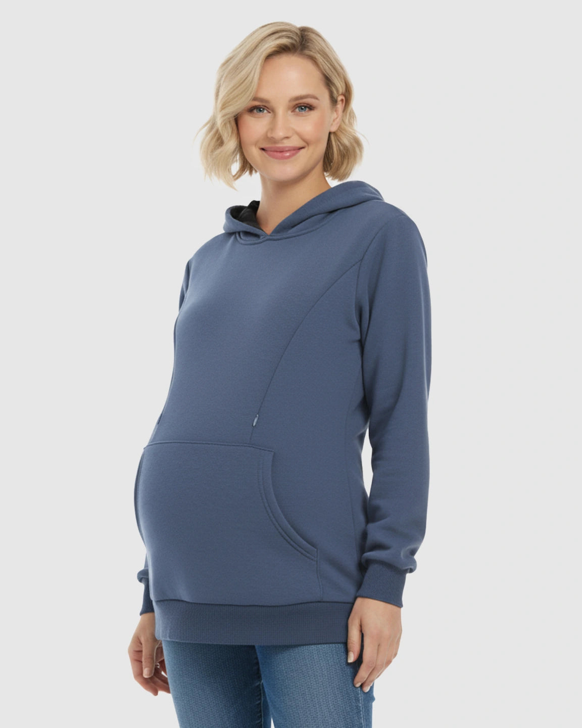 Long-sleeve Kangaroo Pocket Maternity Hoodie