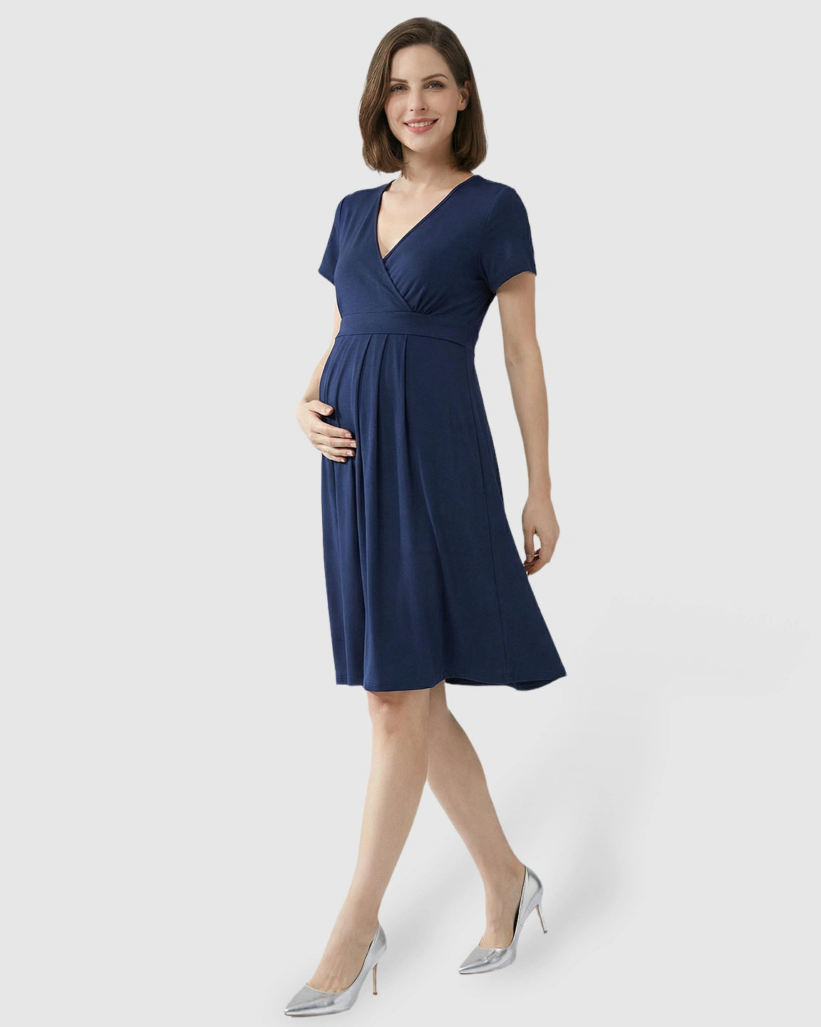 V-Neck A-Line Maternity & Nursing Dress