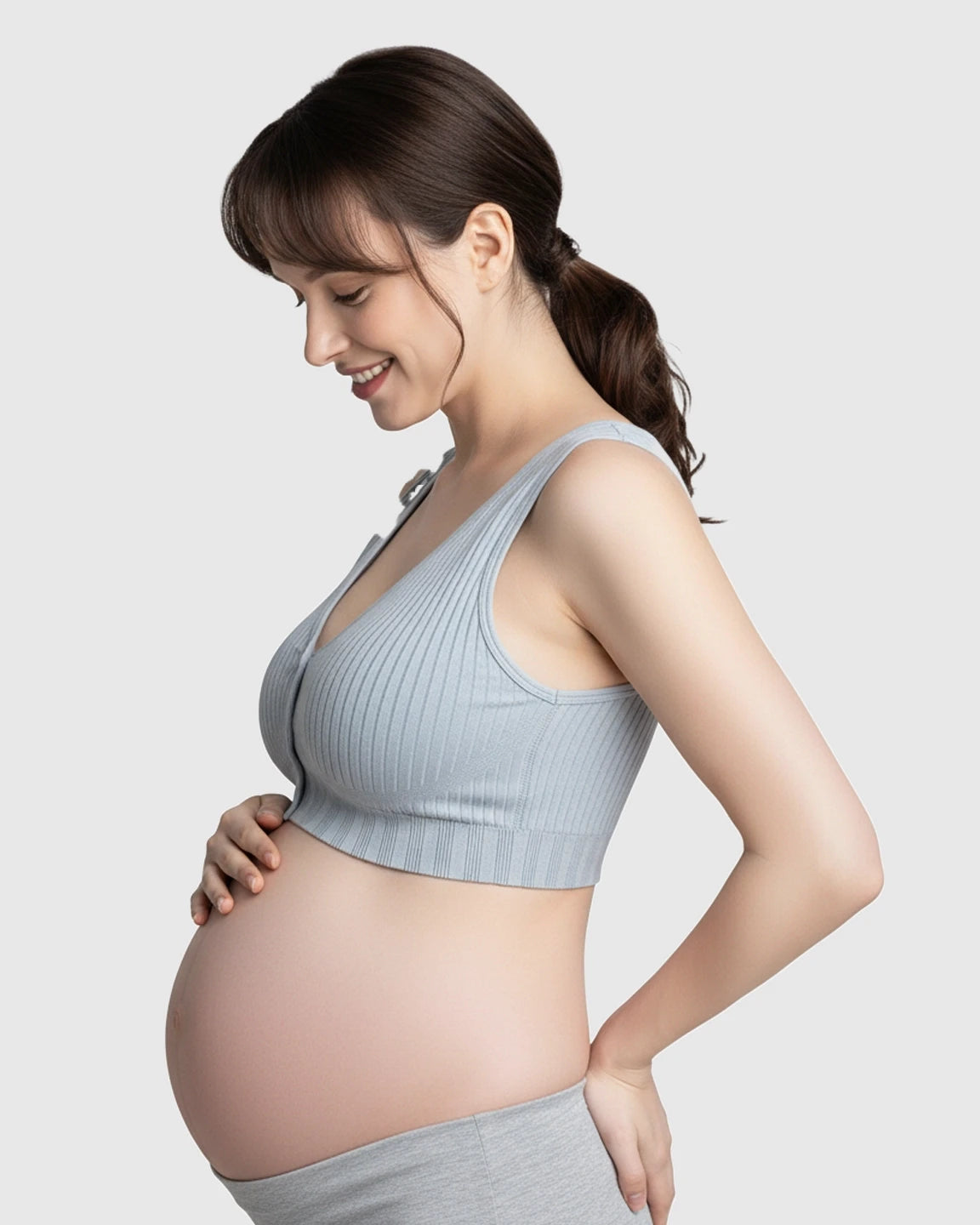 Front-Button Ribbed Wireless Nursing Bra