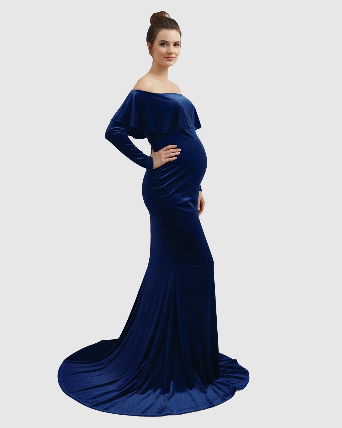 Off-Shoulder Fitted Maternity Photoshoot Dress