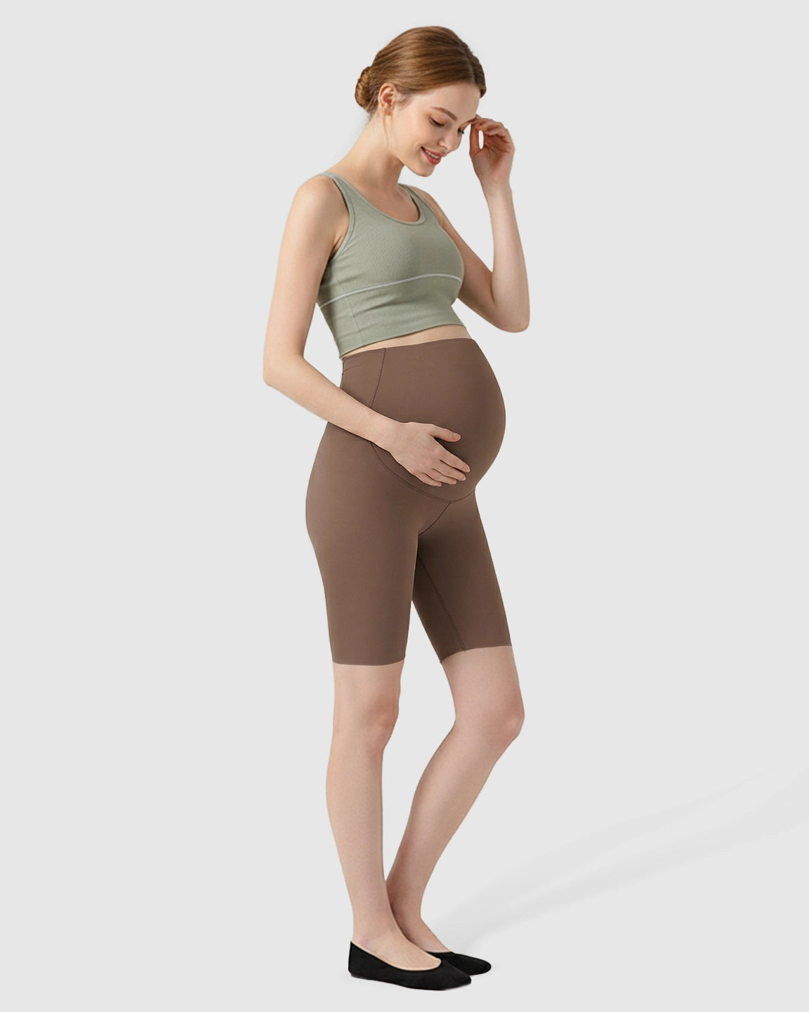 Over-Belly Seamless Design Maternity Shorts