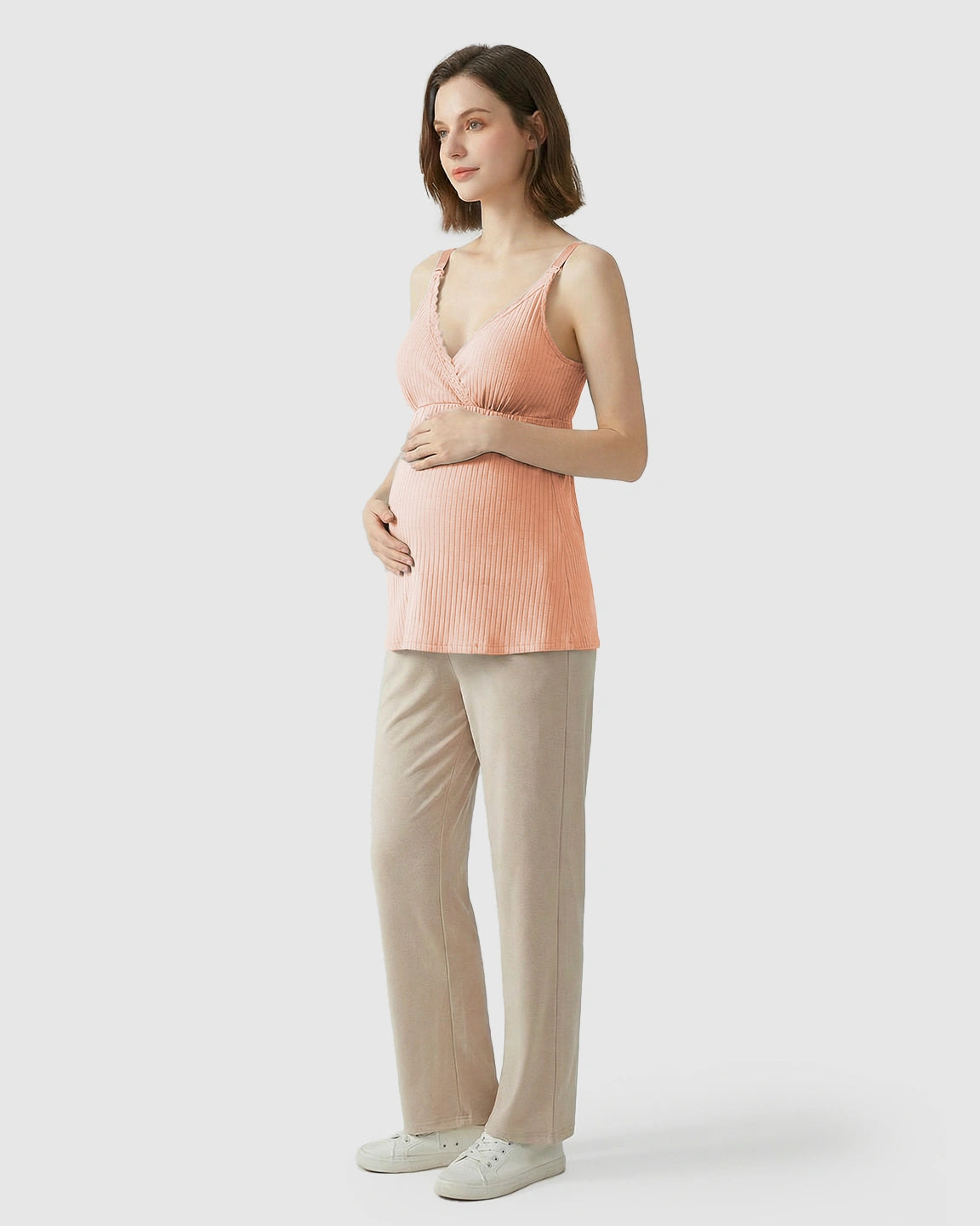 Easy-Access Crisscross Ribbed Nursing Camisole