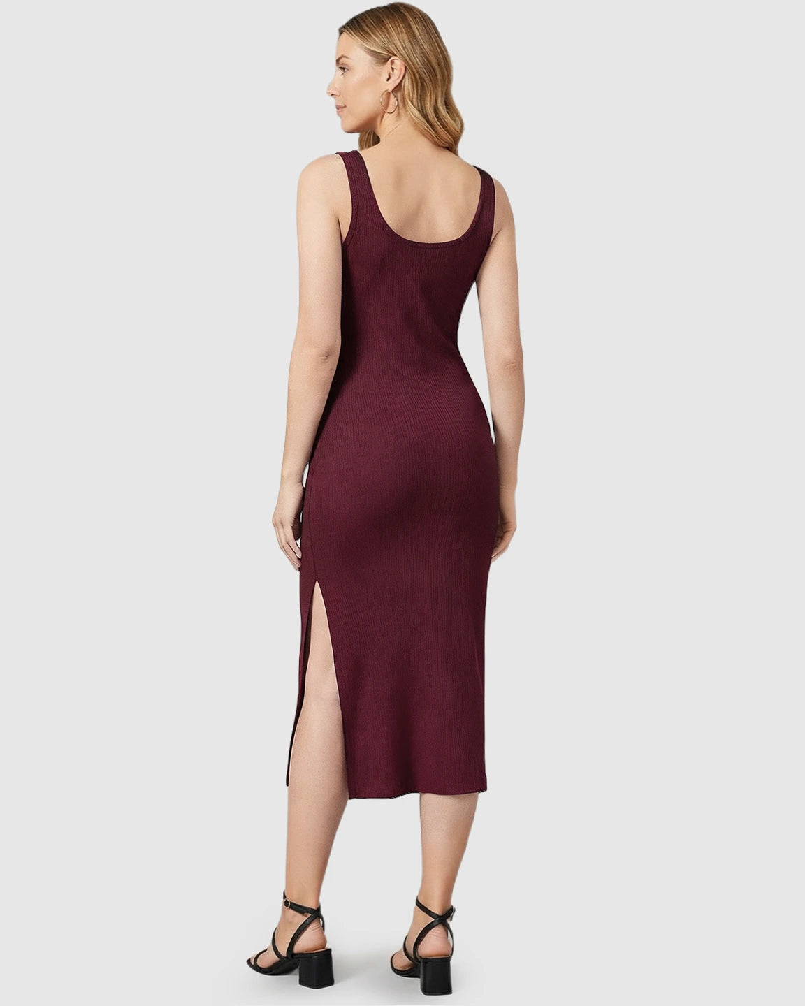 Button-Front Bodycon Maternity Midi Dress