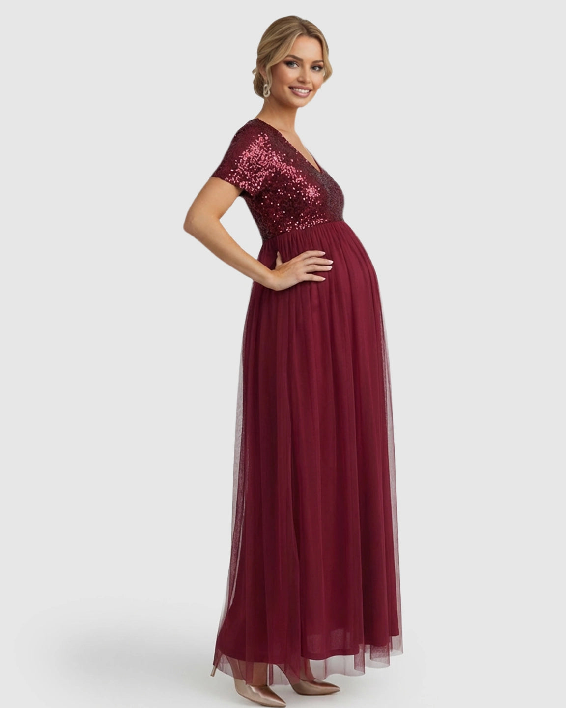 Sequin Bodice Glamorous Maternity Maxi Dress