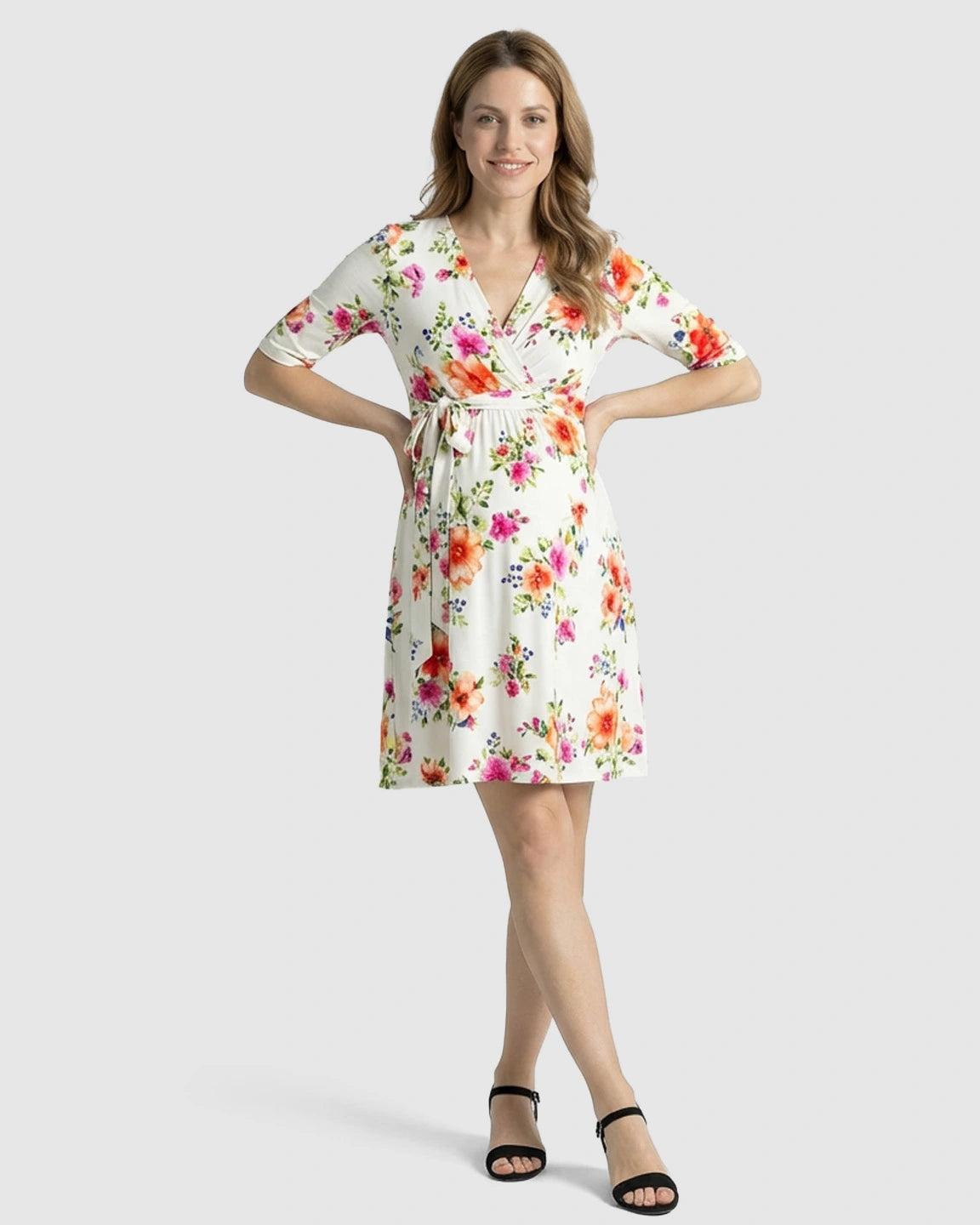 Adjustable Waist Floral Maternity Short Dress