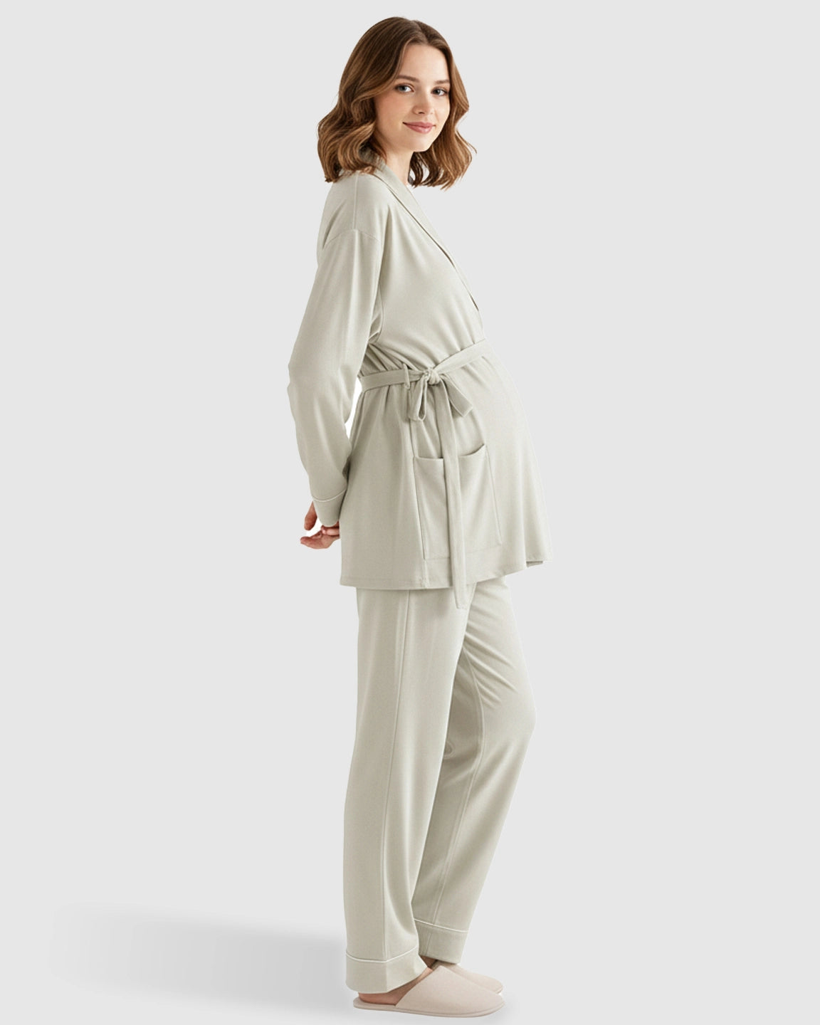 Soft Cotton Wrap Adjustable Waist Loungewear Set