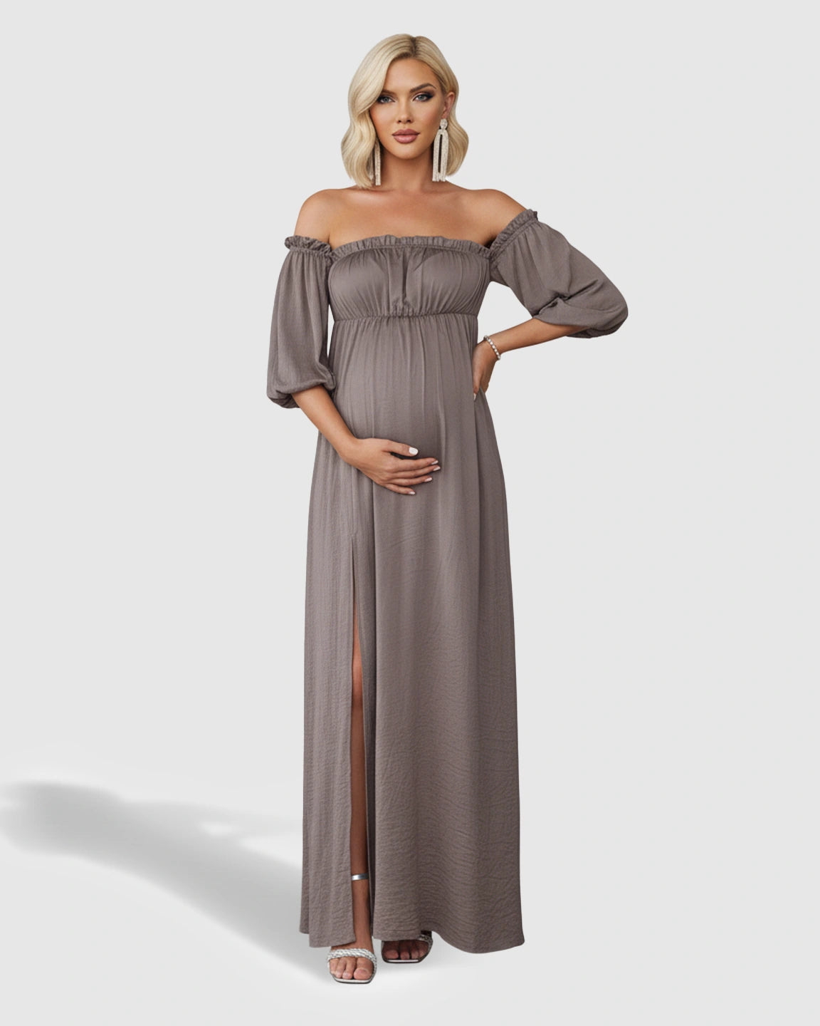 Off-Shoulder Elegant Maternity Maxi Dress