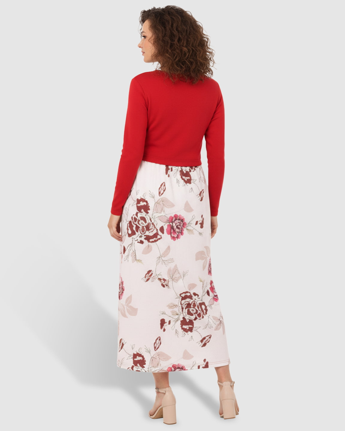 Red Floral Nursing & Maternity Midi Dress