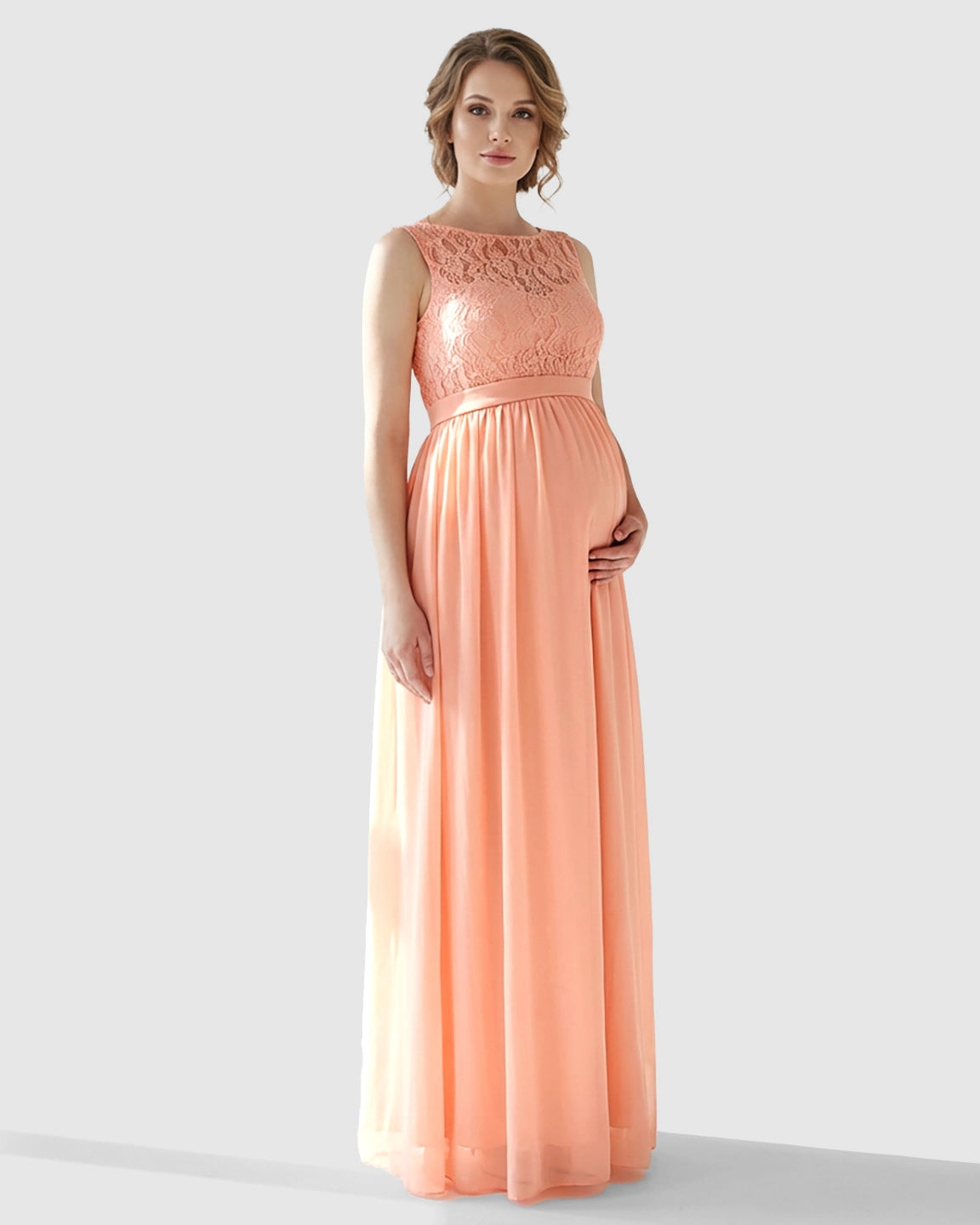 Lace Bodice Elegant Maternity Maxi Dress