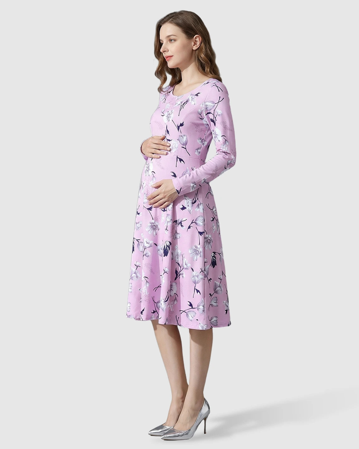 Scoop Neck Floral Nursing Dress