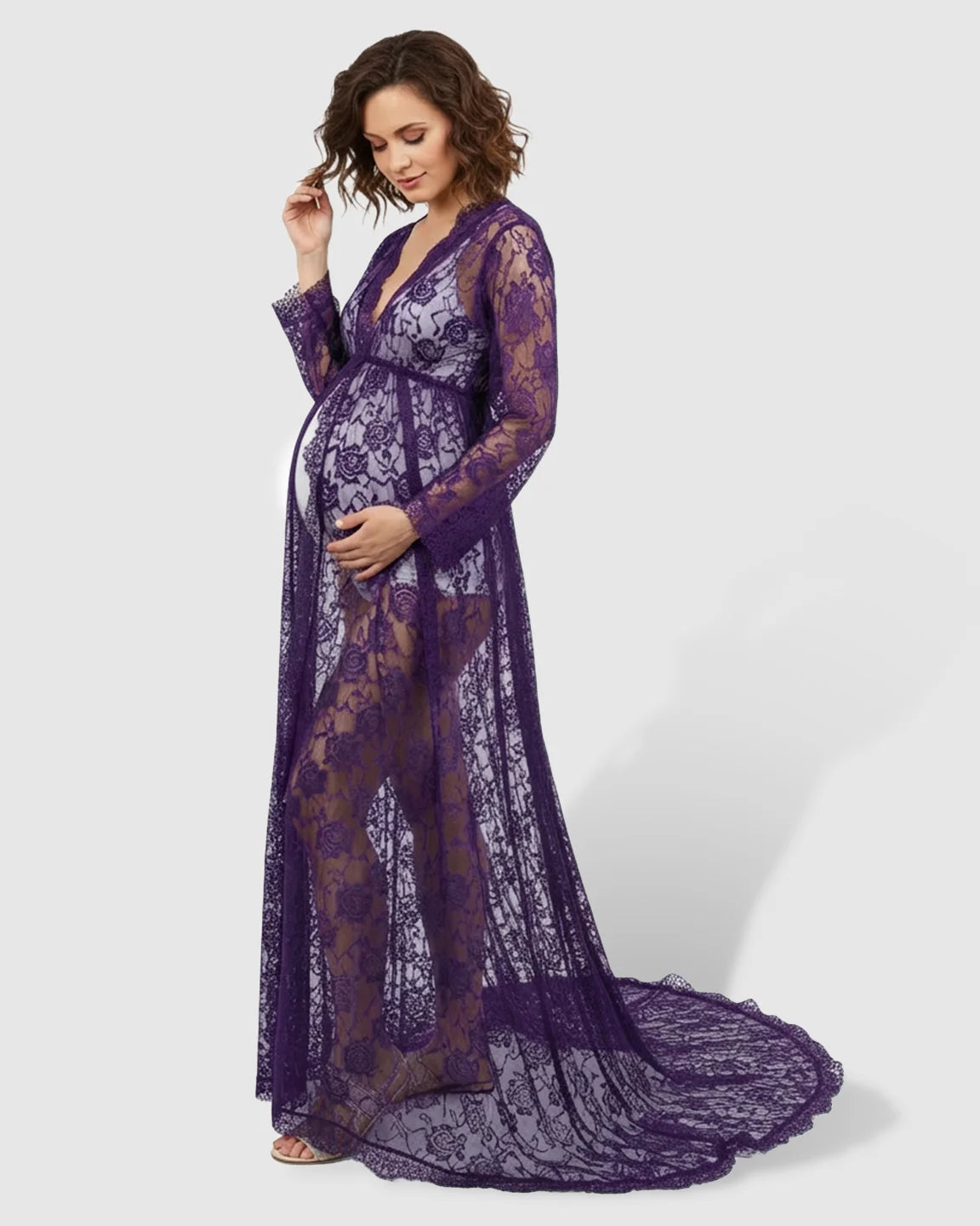 Floral Lace Romantic Maternity Photoshoot Maxi Dress