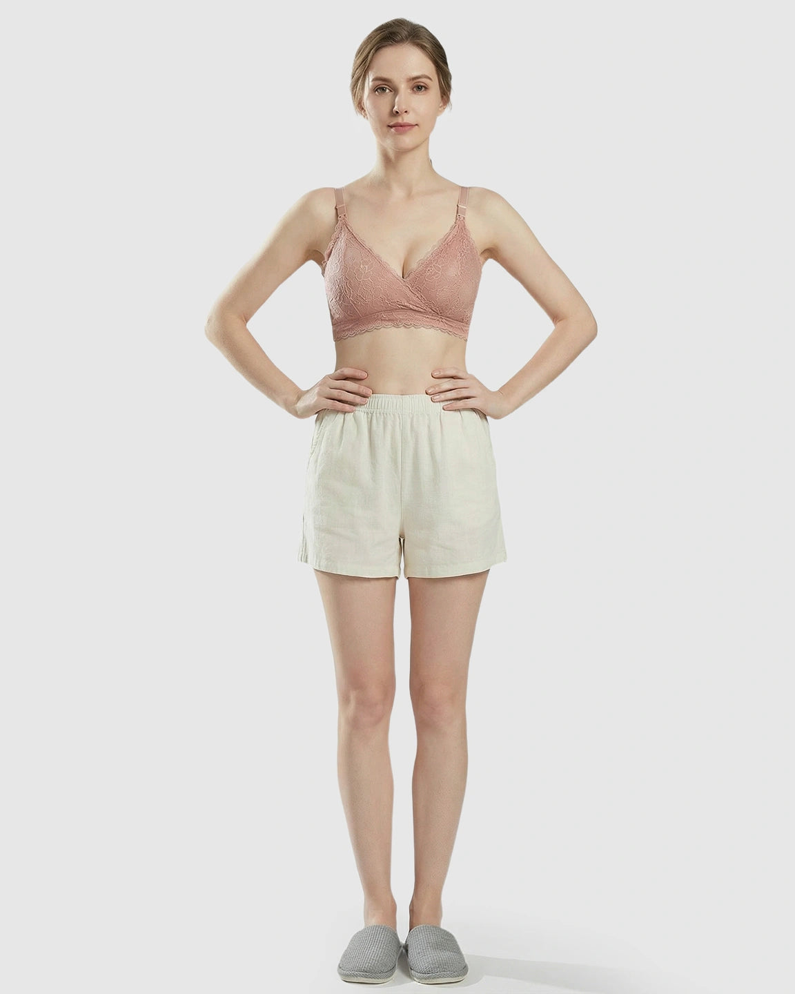 Wire-Free Embroidered Lace Nursing Bra