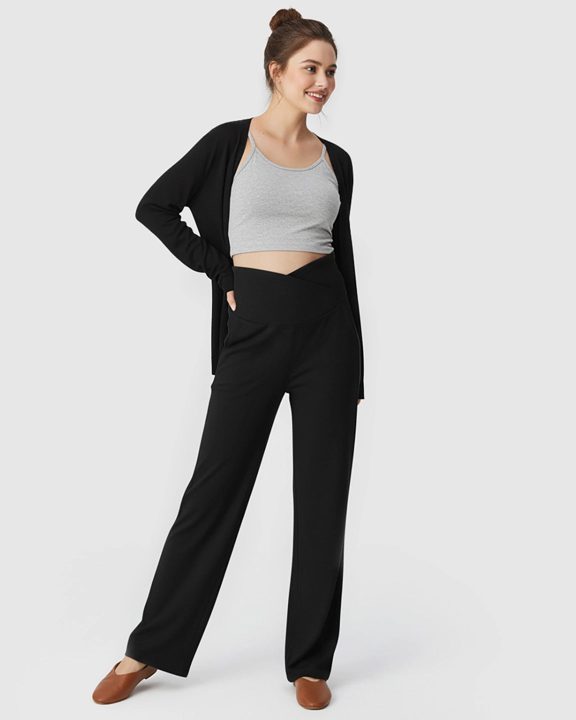 Crossover Waist Wide-Leg Maternity Lounge Pants
