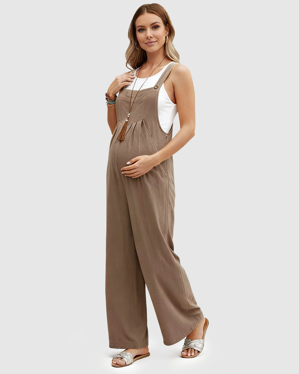 Cotton Drape Maternity Jumpsuit