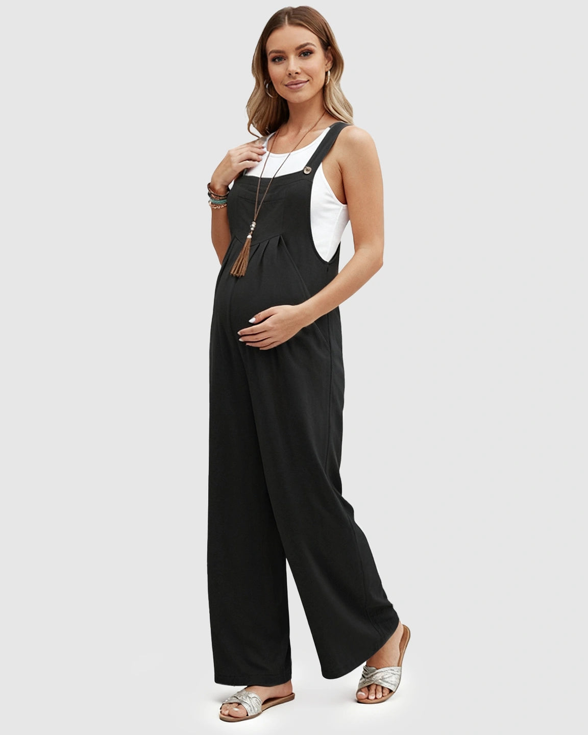 Cotton Drape Maternity Jumpsuit