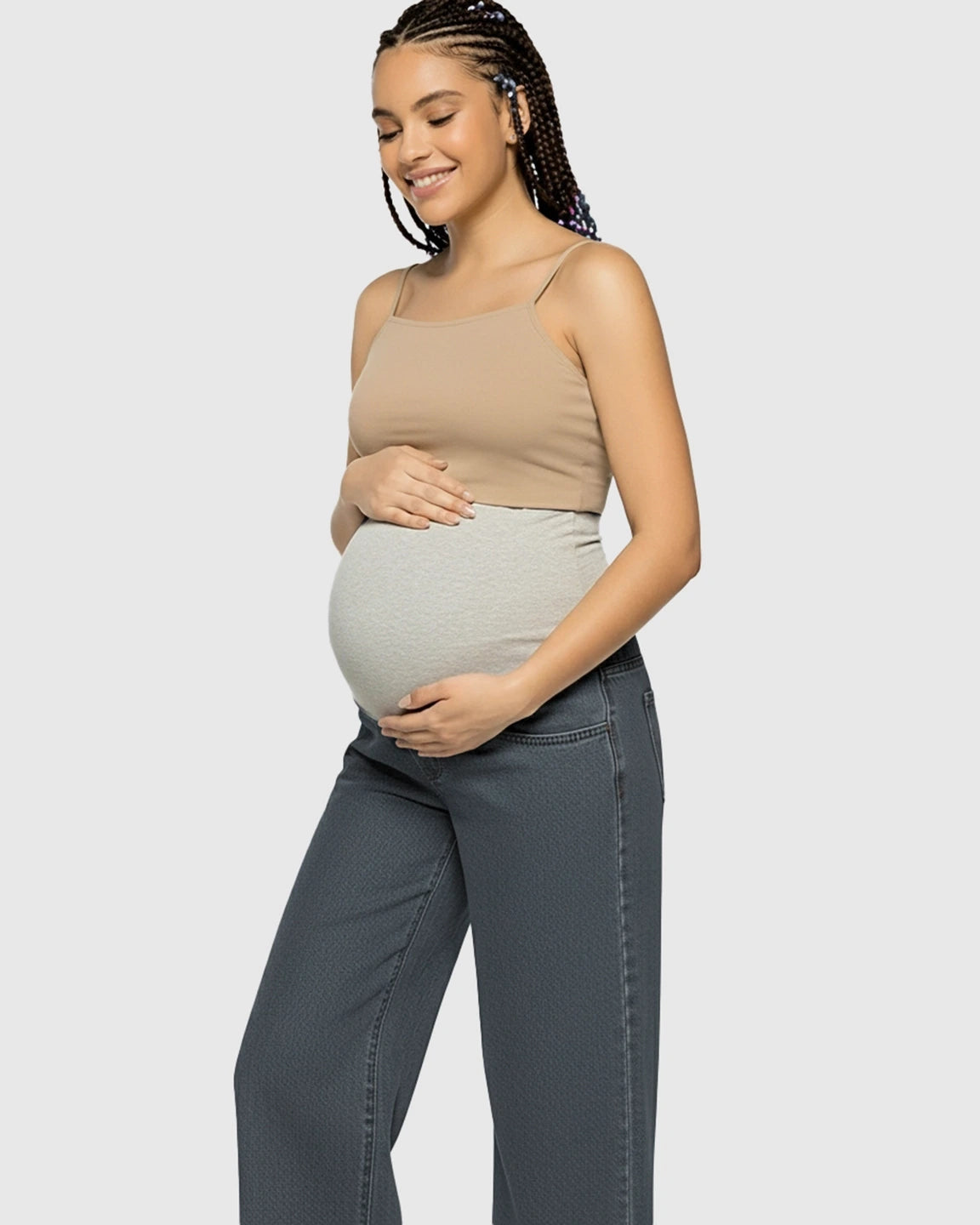 Elastic Waist Wide-Leg Maternity Jeans