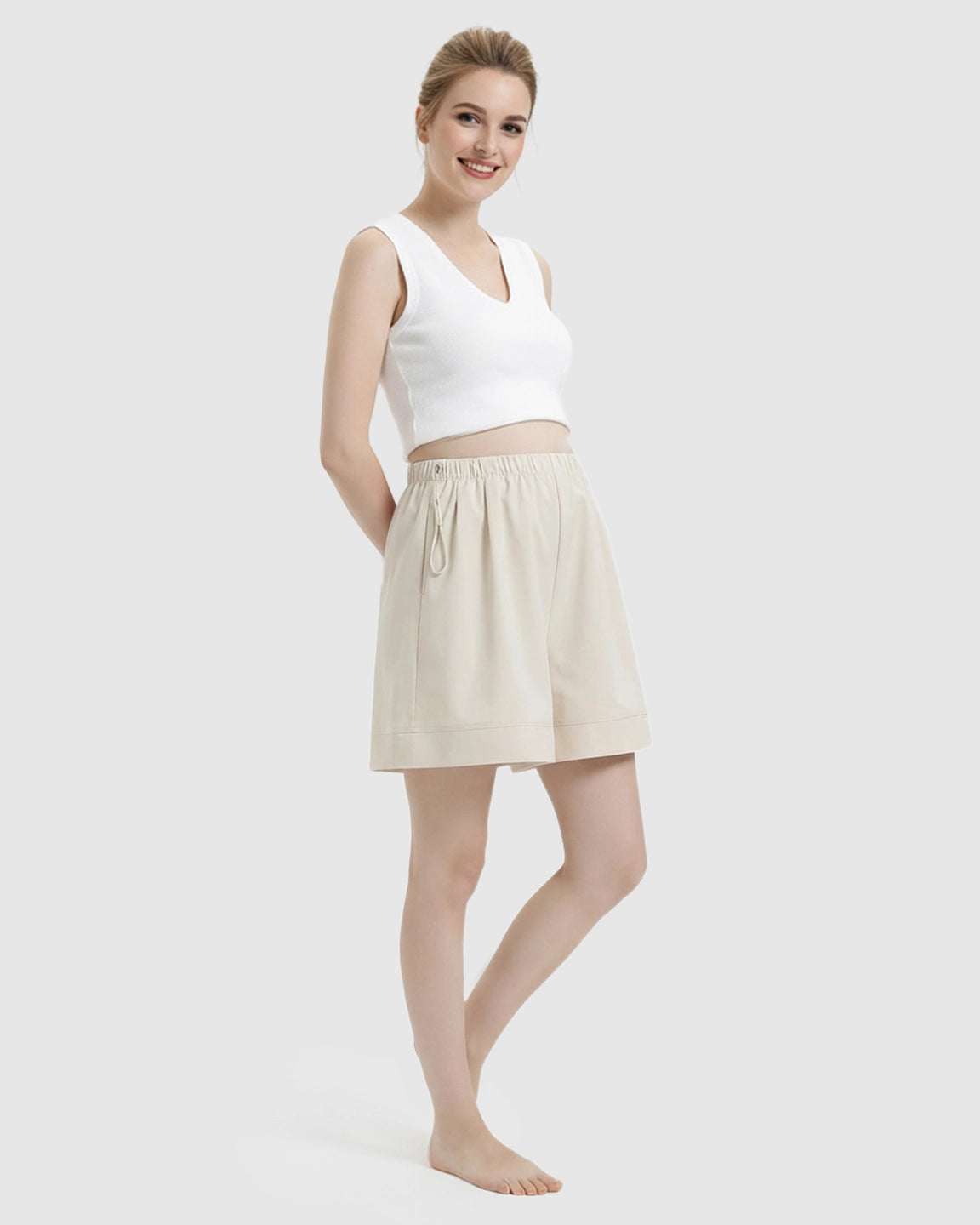 Pocketed Side Drawstring Maternity Shorts