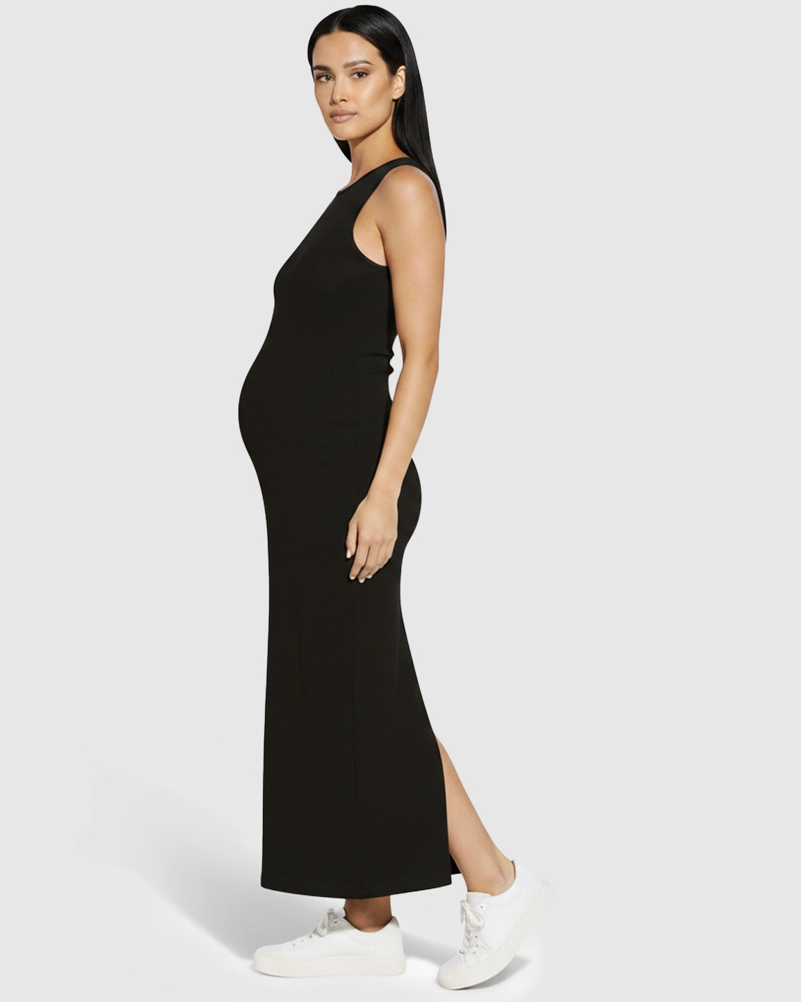 Boat-Neck Bodycon Maternity Maxi Dress