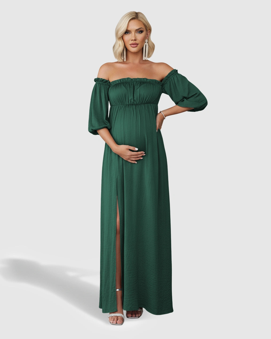 Off-Shoulder Elegant Maternity Maxi Dress