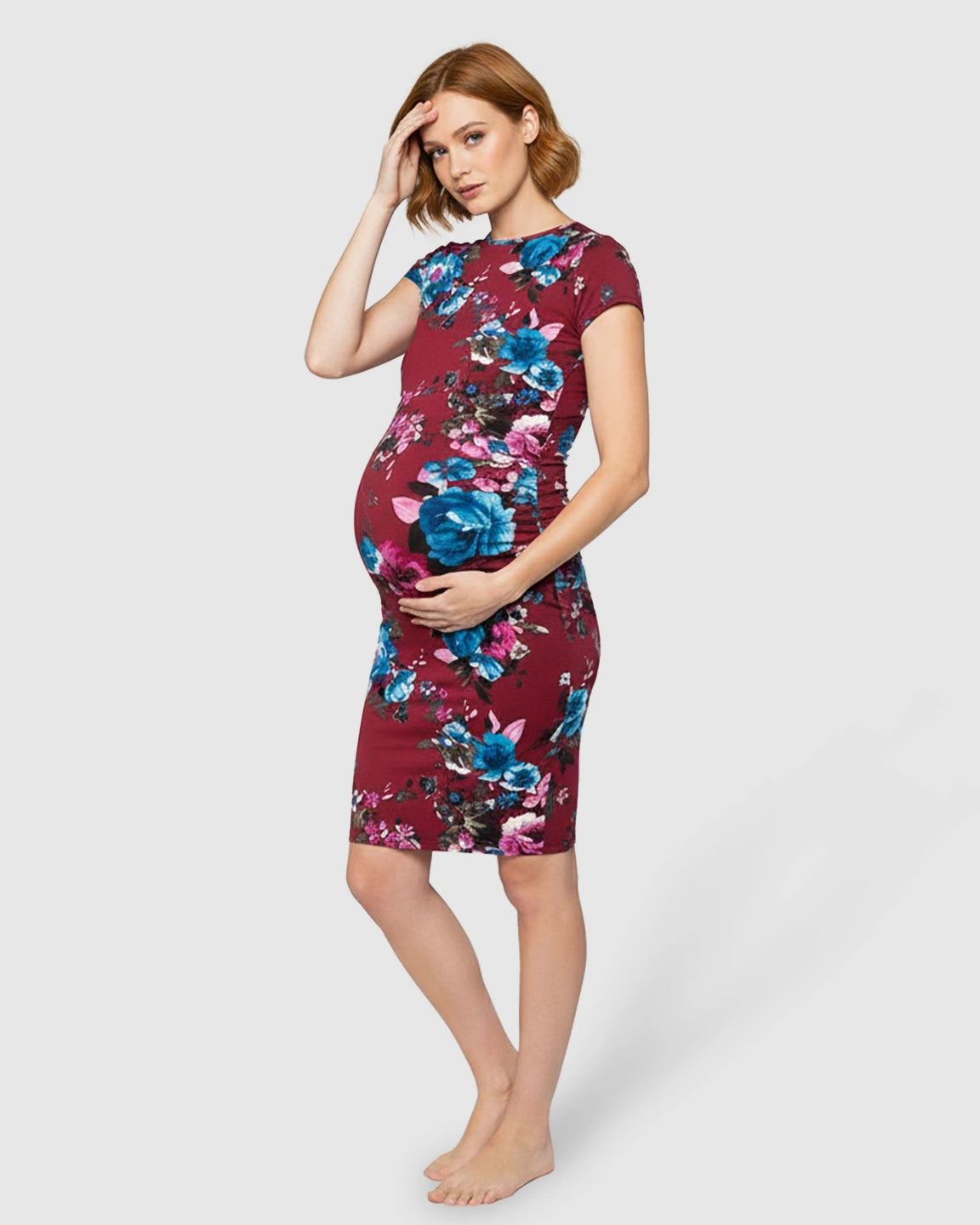 Side Ruched Bodycon Maternity Dress