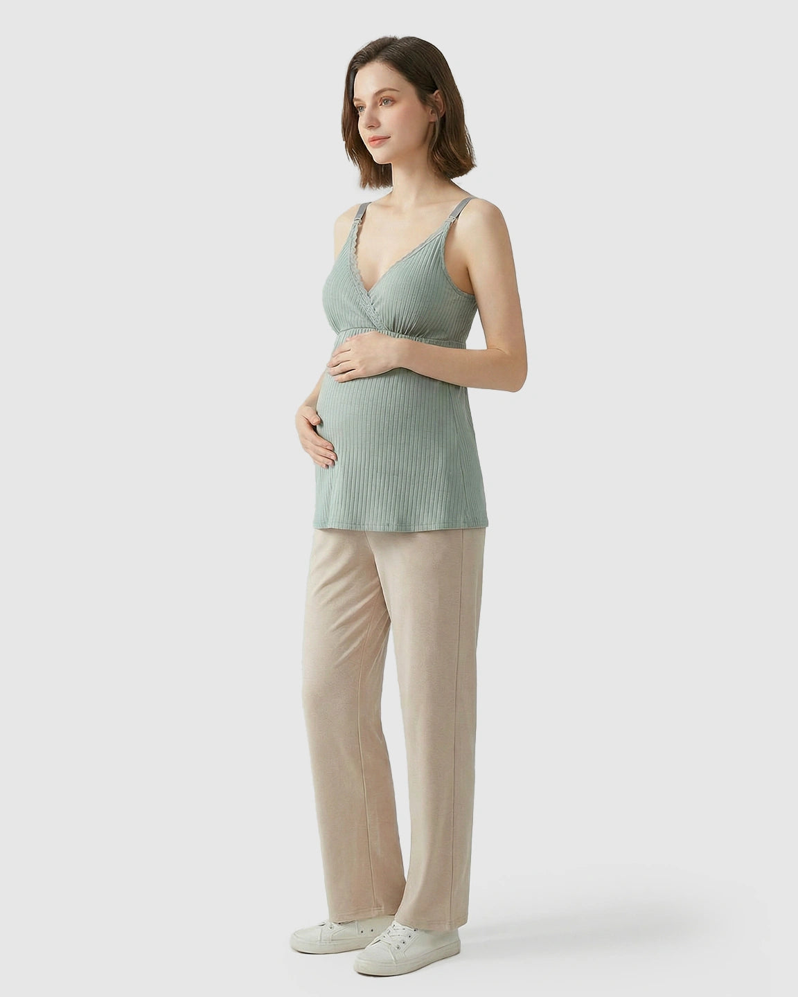 Easy-Access Crisscross Ribbed Nursing Camisole